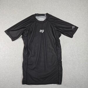 Fuji Mens Black Short Sleeve Rash Guard BJJ MMA Training Shirt Medium